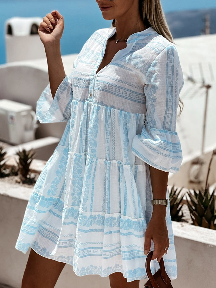 Charlotte | Leichtes Boho-Kleid mit heiterem Muster