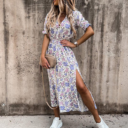 Isabella | Rock mit Blumendruck und Schlitz