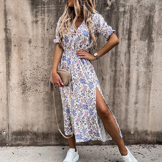 Edith | Blümchenkleid mit asymmetrischem Saum
