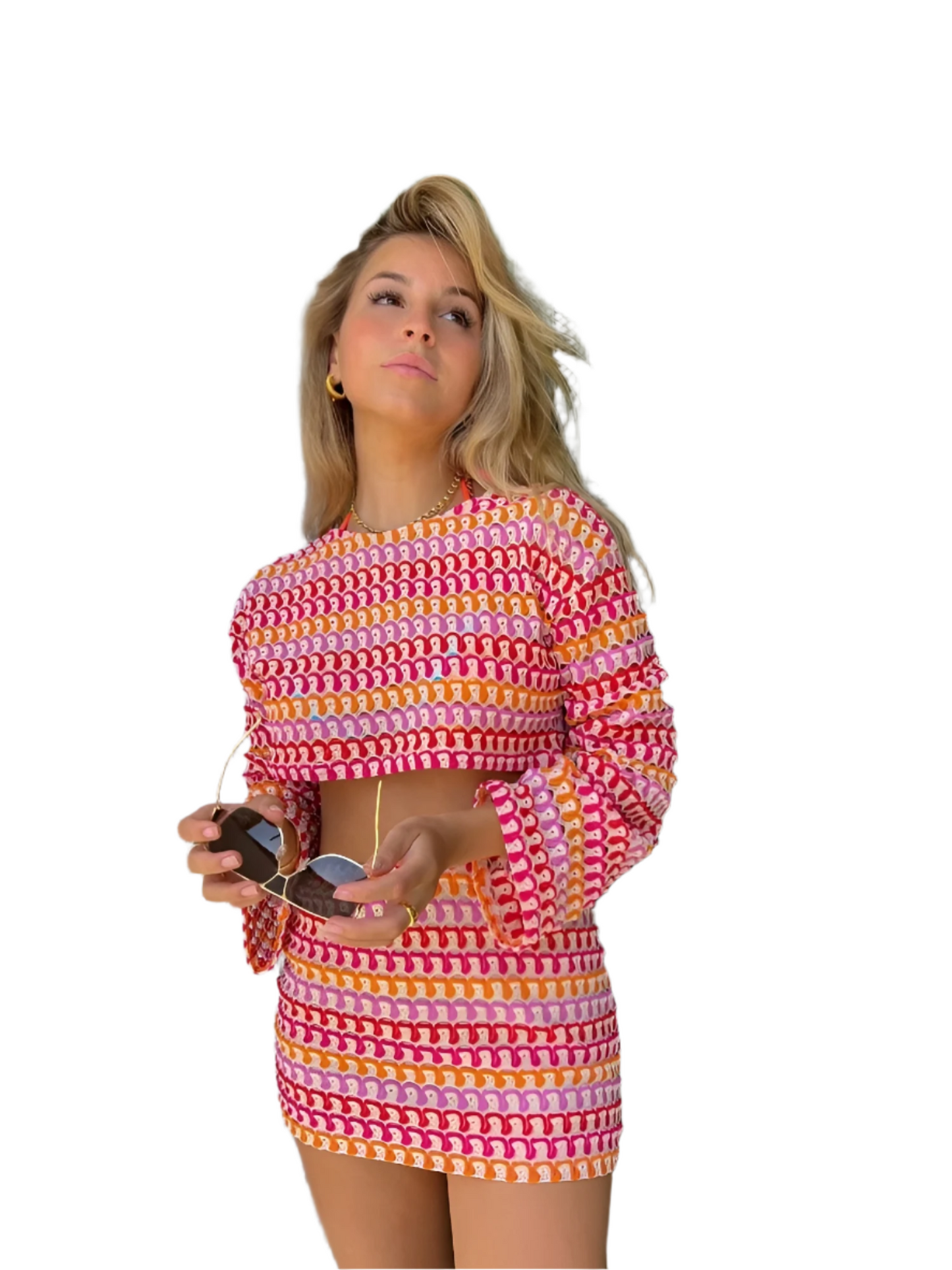 Cattleya | Elegantes zweiteiliges Sommer-Set für Frauen mit ausgestelltem Rock