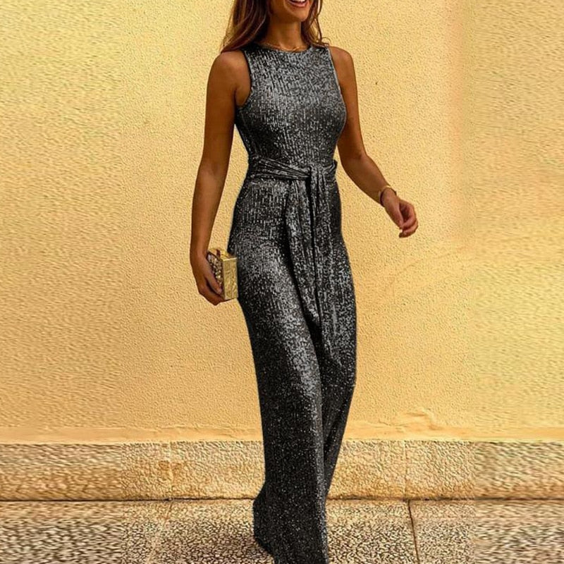 Pia | Verführerischer Jumpsuit Glitzer offene Schultern und Rücken