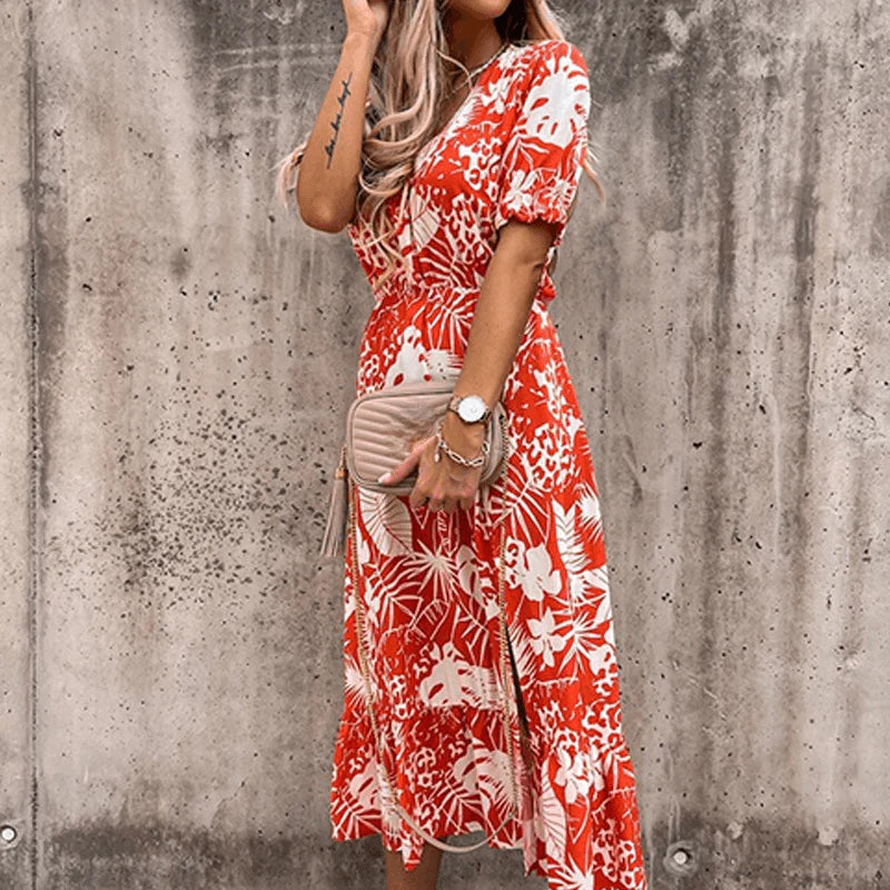 Isabella | Rock mit Blumendruck und Schlitz