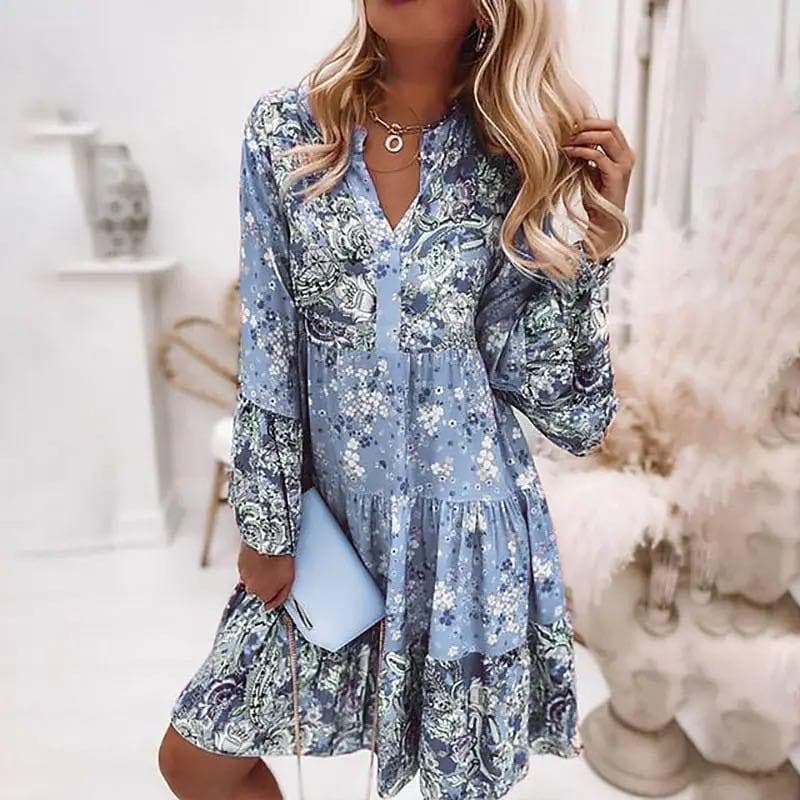Blaire | Mehrfarbiges Sommerkleid mit V-Ausschnitt