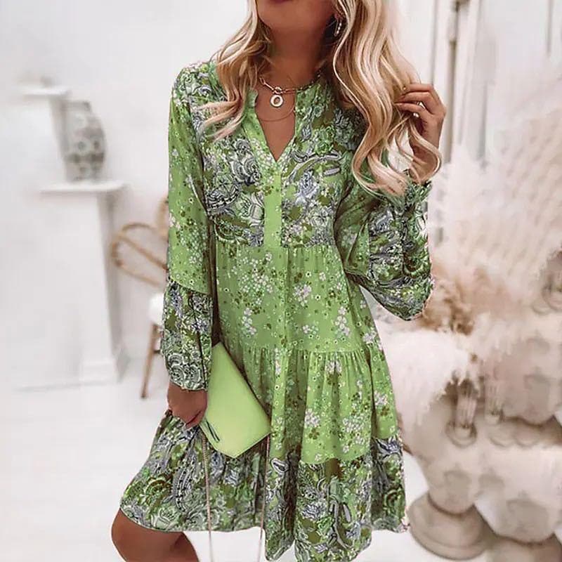 Blaire | Mehrfarbiges Sommerkleid mit V-Ausschnitt
