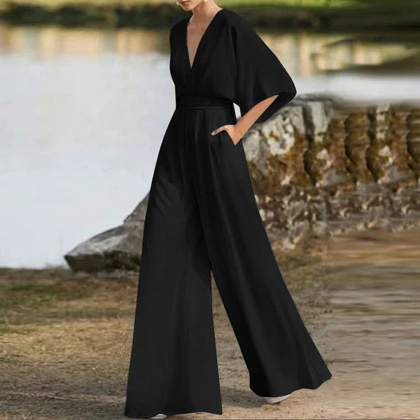 Majlinda | Eleganter Jumpsuit mit V-Ausschnitt