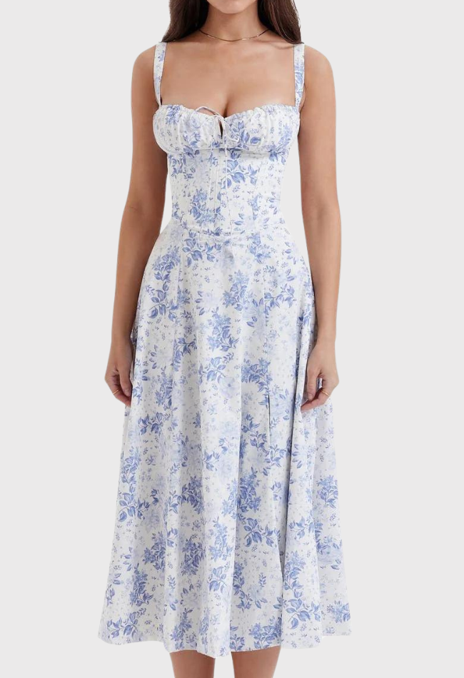 Karoline | Midi-Bustier-Korsett-Sonnenkleid