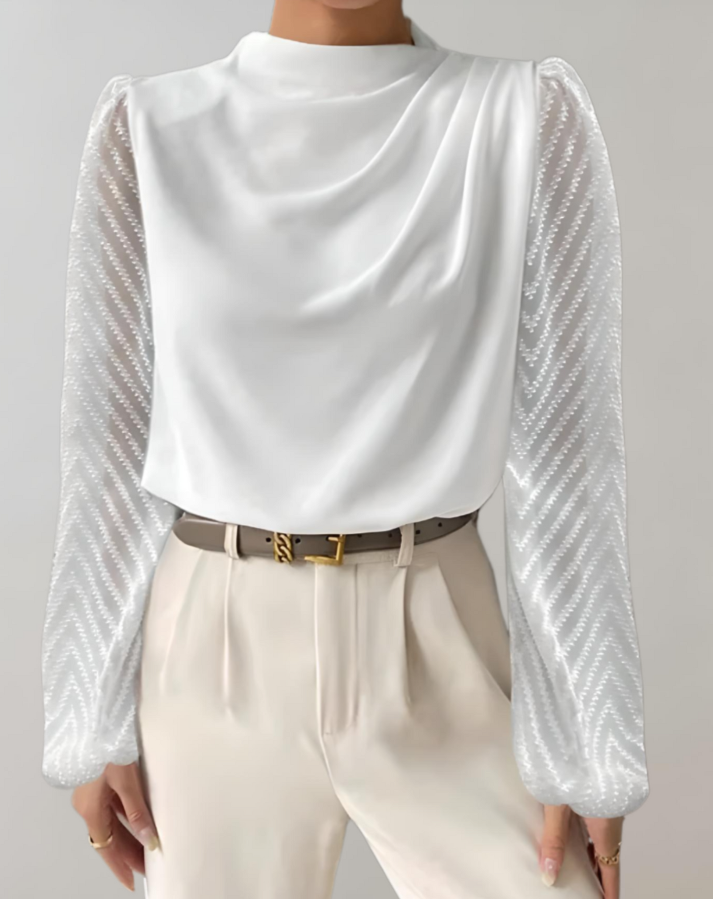 Eloise | Elegantes weißes Top mit Rundhalsausschnitt Bluse
