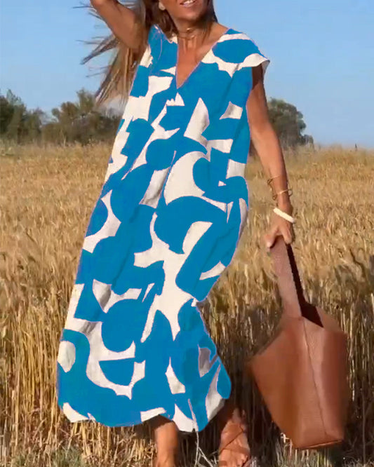 Miriam | Bedrucktes Maxikleid mit V-Ausschnitt