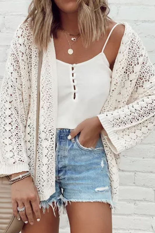 Charmaine - Lässiger offener Strickcardigan mit durchbrochenem Muster