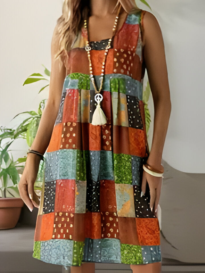 Elsie | Vintage Boho Patchwork Kleid für Frauen