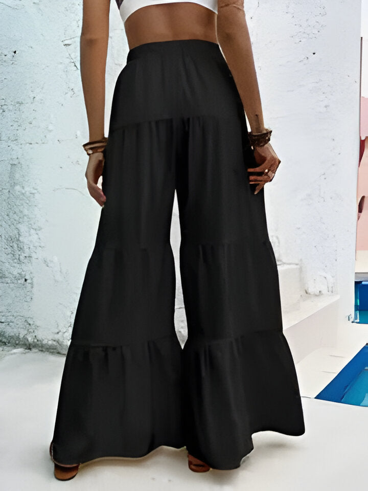 Diane | Women'S Fashion Ruffle Hem Wide Leg Pants
