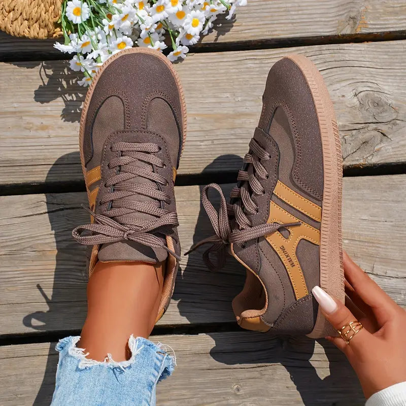 Noa - Damen lässige Turnschuhe mit niedrigem Absatz, Schnürung Mode Schuhe