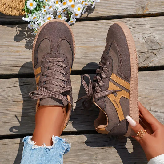 Noa - Damen lässige Turnschuhe mit niedrigem Absatz, Schnürung Mode Schuhe