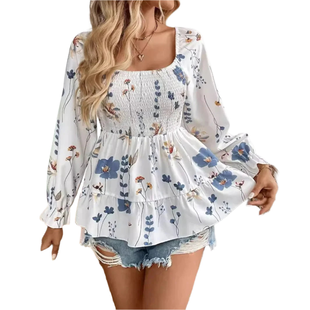Kelly - Elegante florale Bluse mit langen Ärmeln