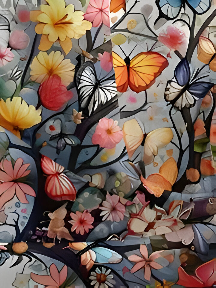 Nancy | Damen 3D Schmetterling Baum Romantische Szenerie T-Shirt drucken