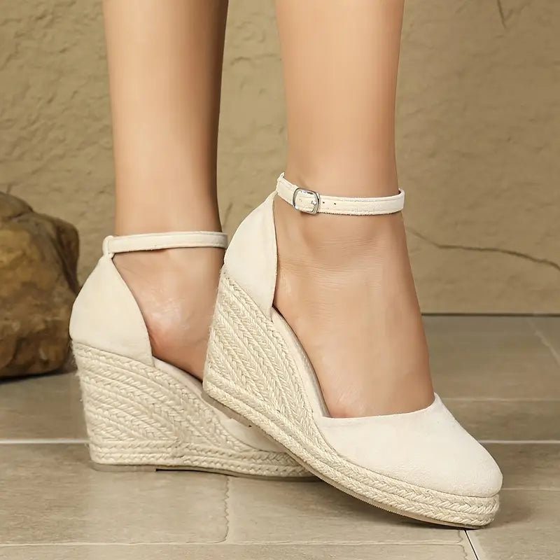 Carla - Elegante Damen-Keilsandalen mit Knöchelriemen