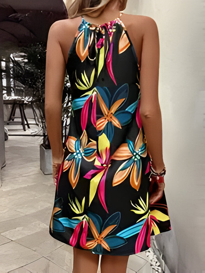Heidi | Elegantes ärmelloses Kleid mit Blumendruck für Frauen