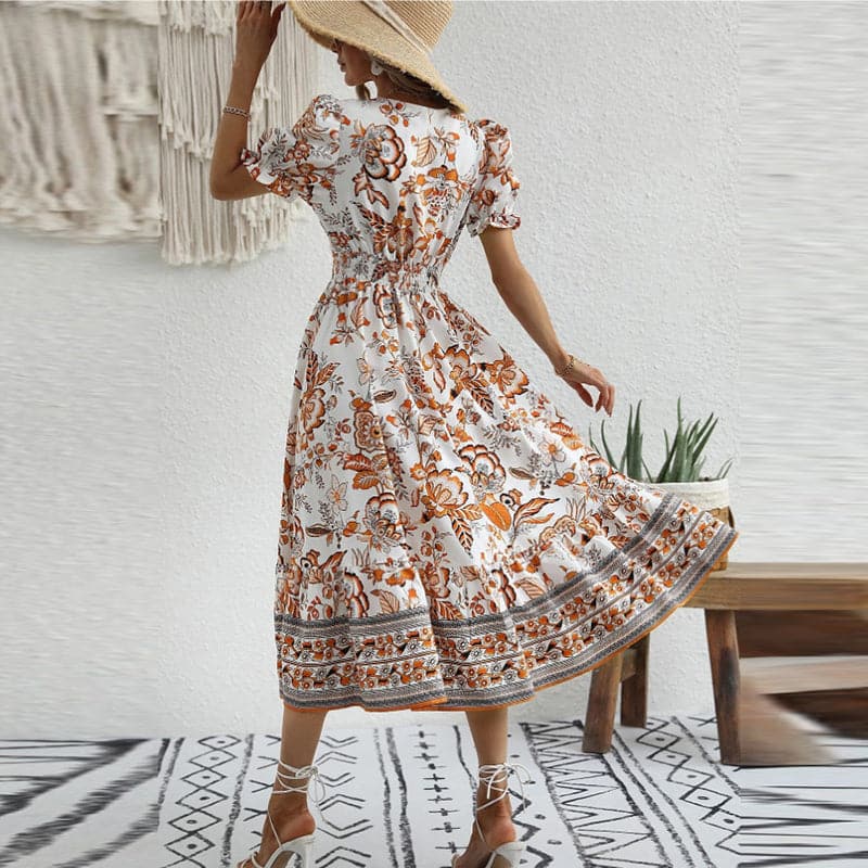 Briella | Langes, bequemes Sommerkleid mit V-Ausschnitt