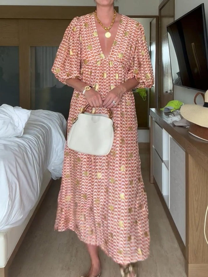 Desiree | Bedrucktes Kleid mit Manschetten