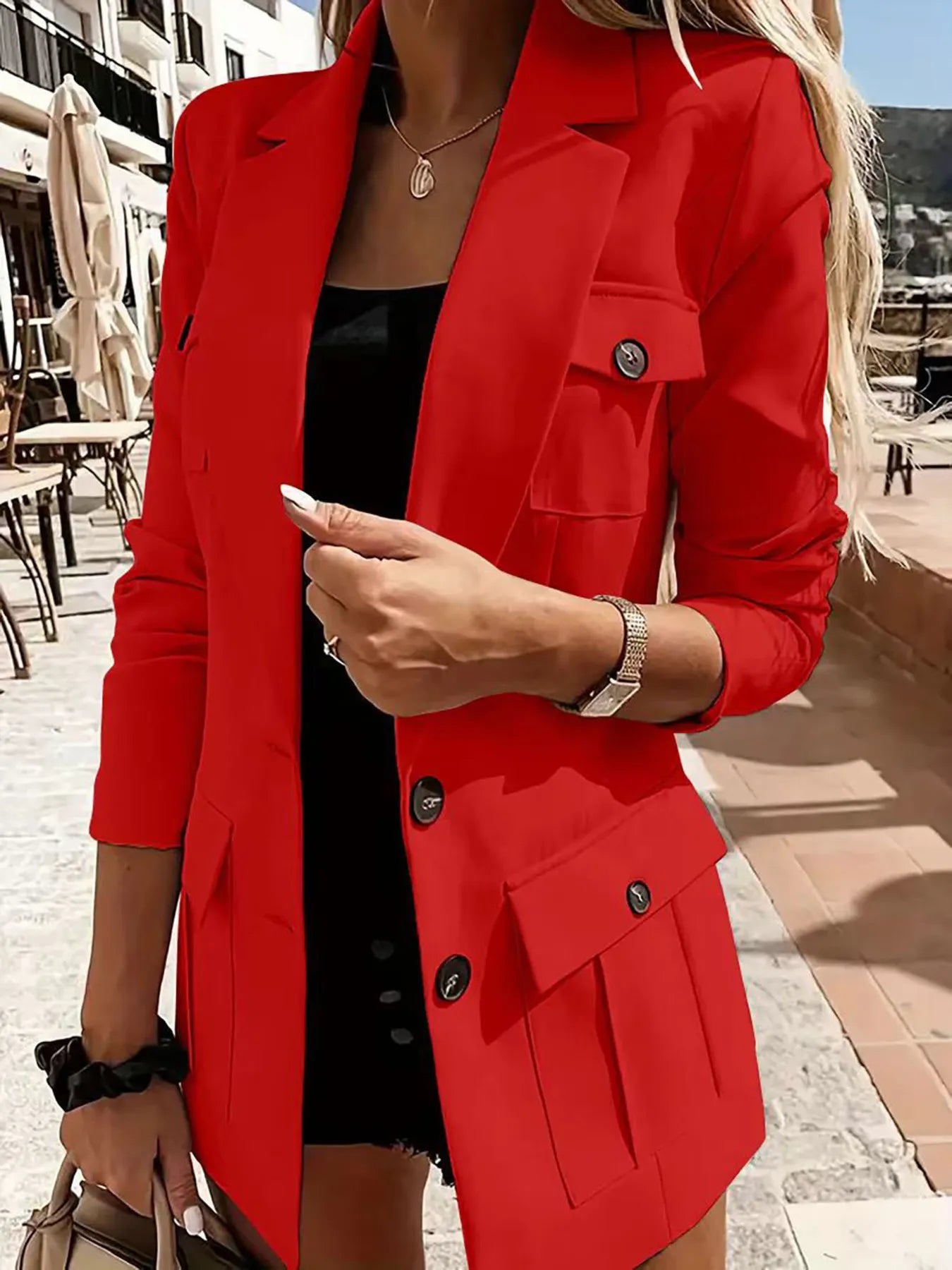Evarine - Eleganter Blazer mit Reverskragen und langen Ärmeln