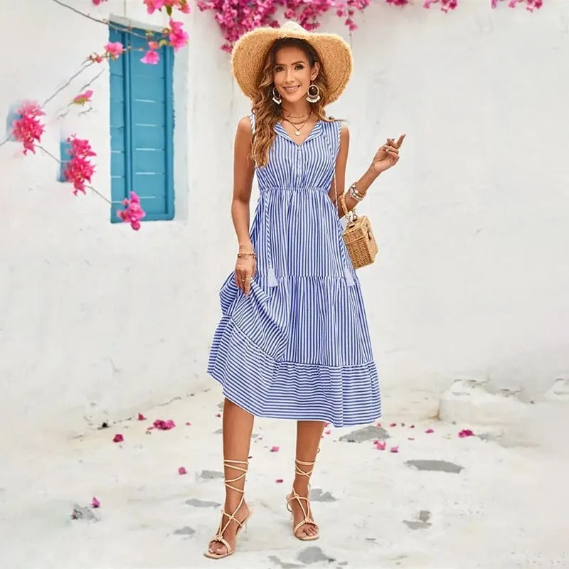 Scarlett | Luftiges Sommerkleid mit gestreiftem Muster