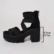 Dana - Schwarze Plateausandalen für Frauen