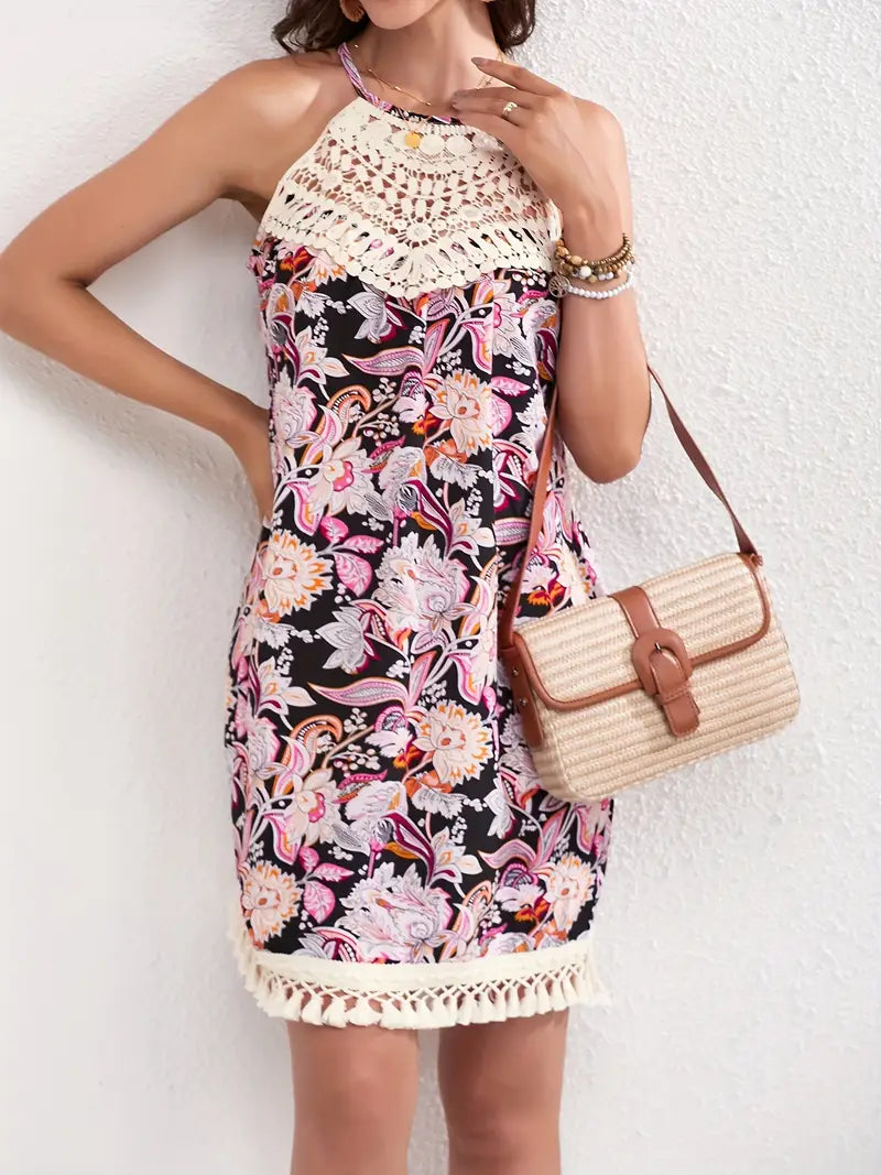 Alice | Stylisches Damenkleid mit Paisley-Print und Spitze