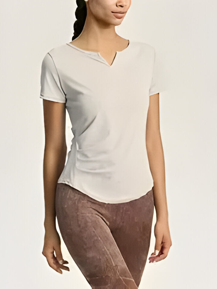 Ashley | Kurzärmeliges Yoga T-Shirt mit V-Ausschnitt für Frauen