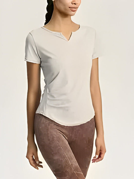 Ashley | Kurzärmeliges Yoga T-Shirt mit V-Ausschnitt für Frauen