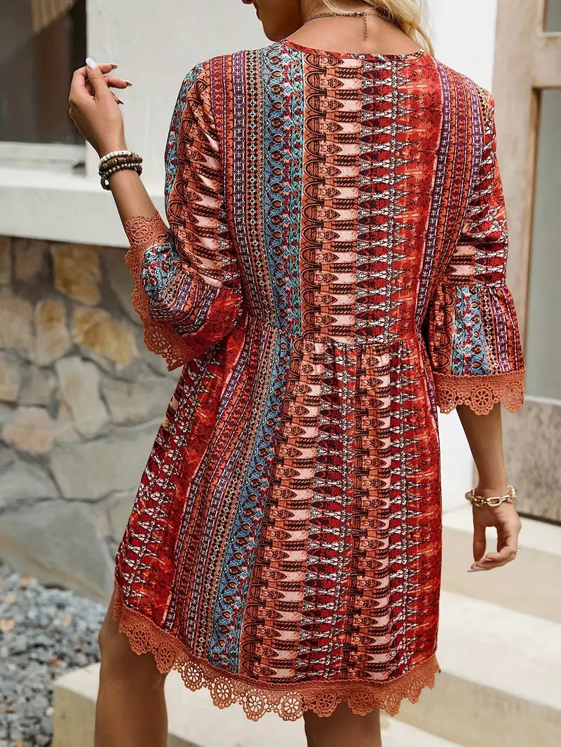 Claire | Elegantes Kleid mit V-Ausschnitt für Frauen mit Spitzenrand