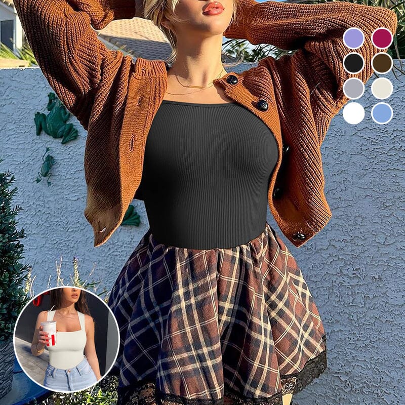 Katoka | Eleganter Rippstrick-Overall mit quadratischem Ausschnitt