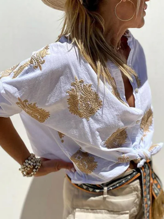 Rona - Puffärmelige Bluse mit einzigartigem Druck und stilvollem Design