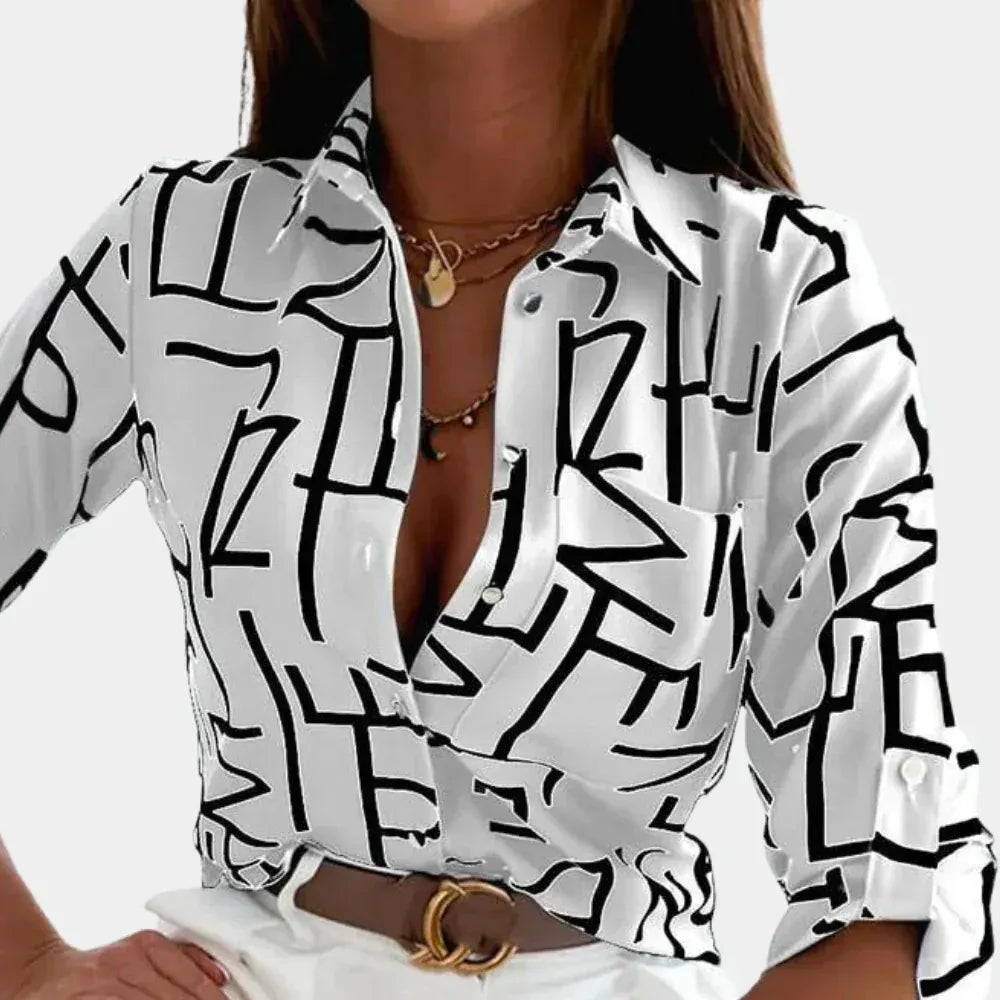 Romina - Hemdbluse mit Blumendruck - Elegante Bluse mit entspanntem Schnitt