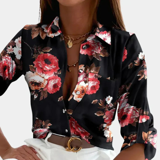 Romina - Hemdbluse mit Blumendruck - Elegante Bluse mit entspanntem Schnitt
