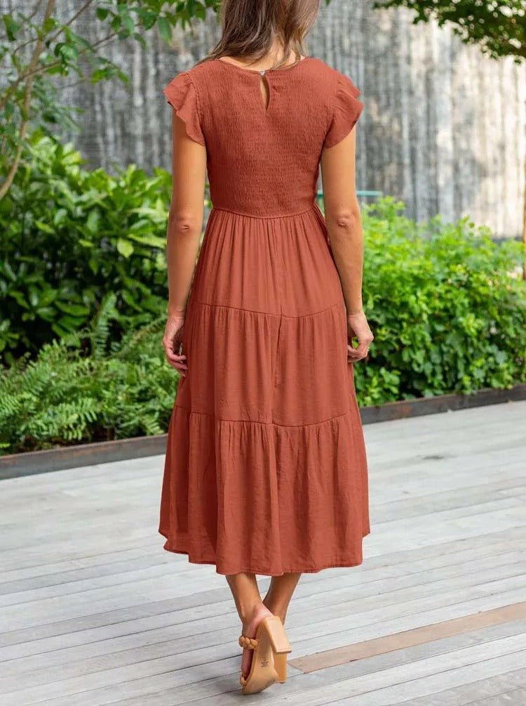 Ruby | Elegantes und fließendes Midikleid in A-Linie für Frauen