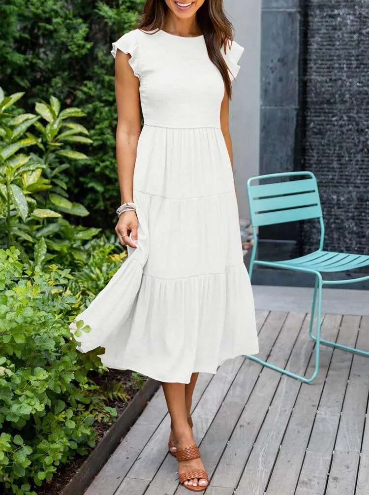 Ruby | Elegantes und fließendes Midikleid in A-Linie für Frauen