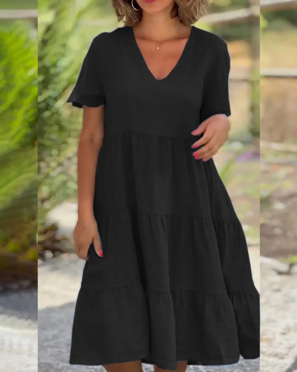 Lucy | Elegantes und fließendes Kleid mit V-Ausschnitt für Frauen