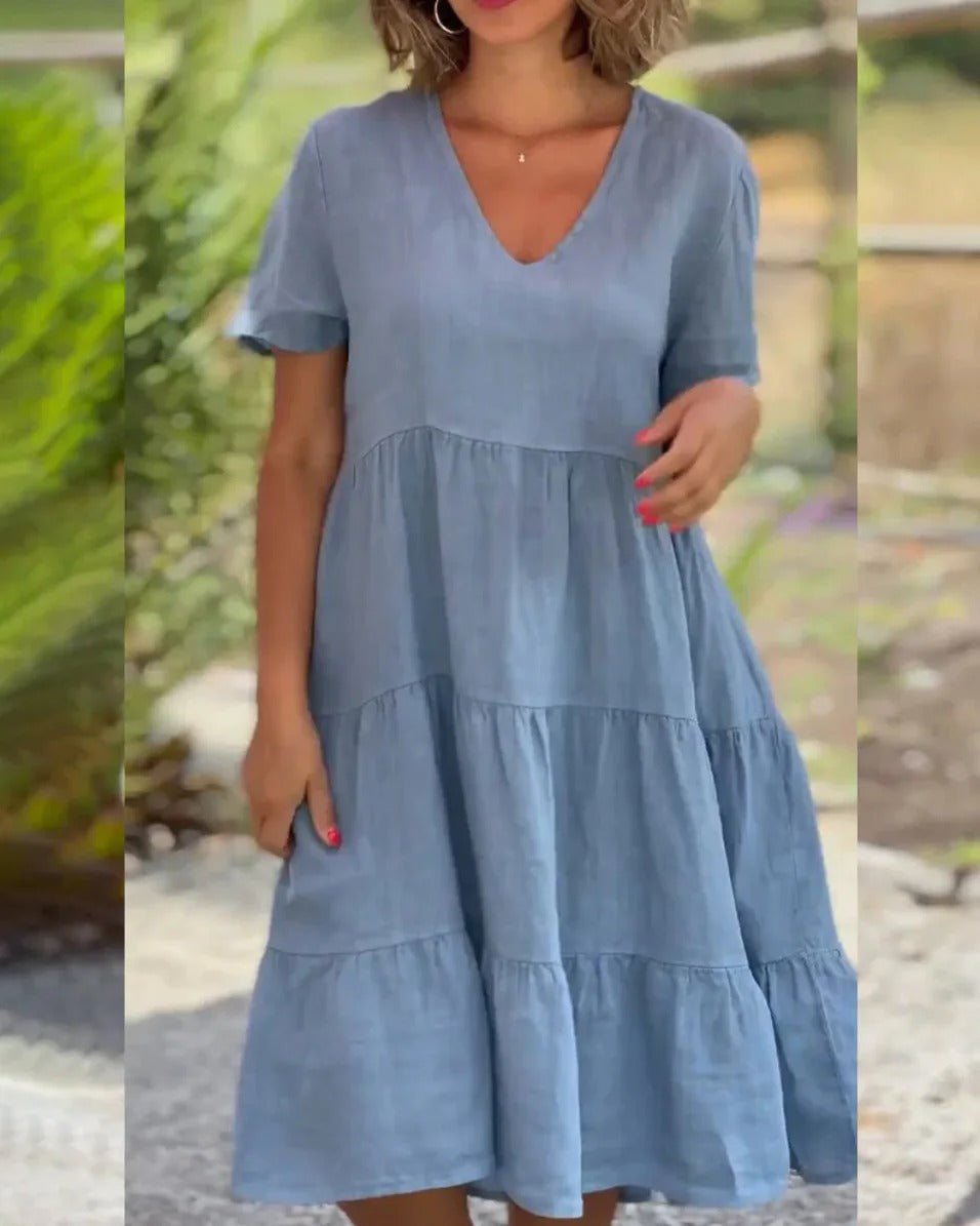Lucy | Elegantes und fließendes Kleid mit V-Ausschnitt für Frauen