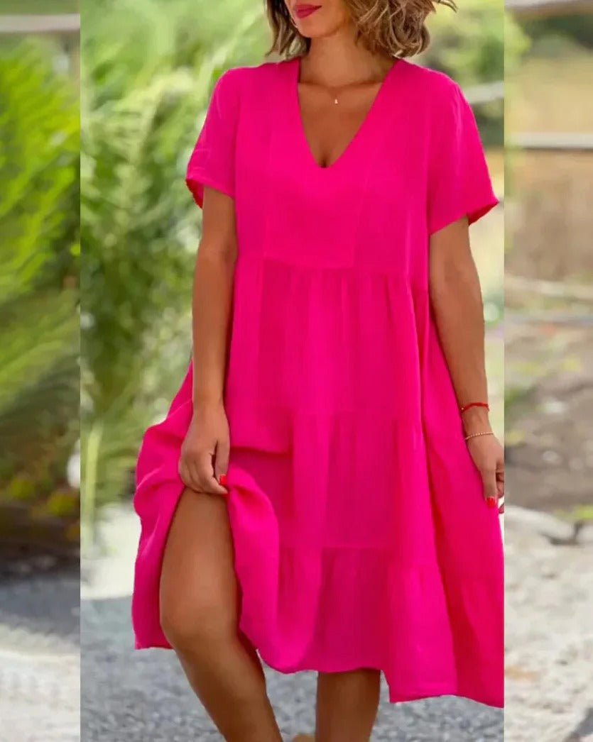 Lucy | Elegantes und fließendes Kleid mit V-Ausschnitt für Frauen