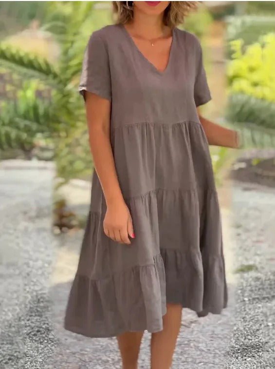 Lucy | Elegantes und fließendes Kleid mit V-Ausschnitt für Frauen