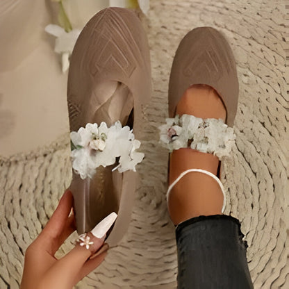 Maxinne | Floral Ankle Strap Flats für Frauen
