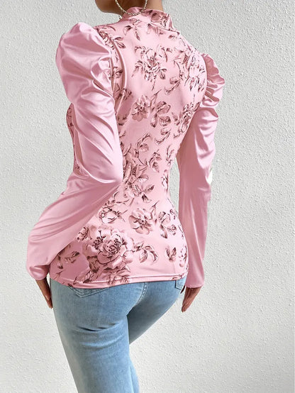 Susan | Elegantes Floral-Top mit Laternenärmeln