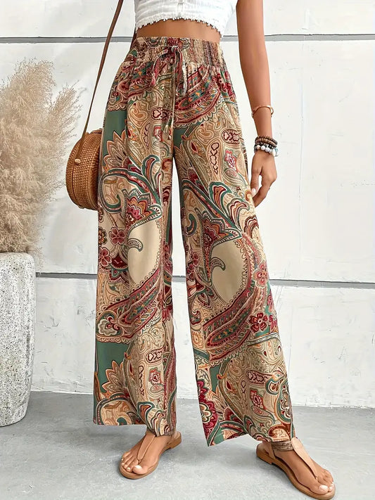 Sarah | Vibrierende Tropical Print weite Hose für Frauen