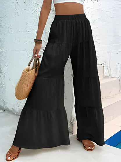 Diane | Women'S Fashion Ruffle Hem Wide Leg Pants
