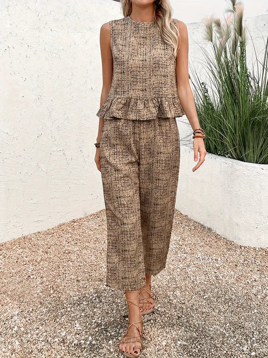 Willa | Elegantes Allover-Print Hosen-Set