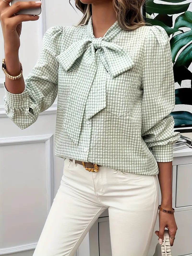 Mariel | Elegante Karobluse mit Schleifendetail