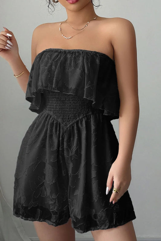 Olivia - Schulterfreier Jumpsuit mit Volants und geraffter Taille