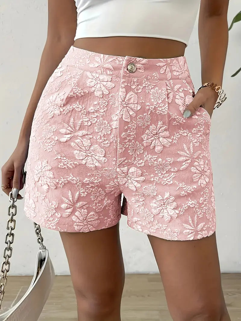Estelle | Elegante Damen Shorts aus geblümtem Jacquard für die Freizeit