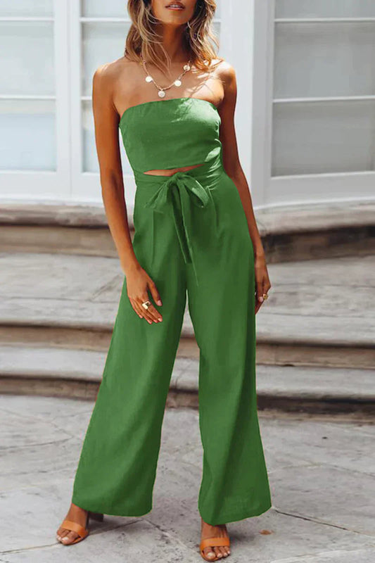 Carlyn - Schulterfreier Jumpsuit mit weiter Beinform und Taillenband