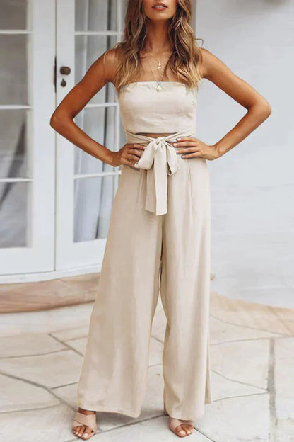 Carlyn - Schulterfreier Jumpsuit mit weiter Beinform und Taillenband